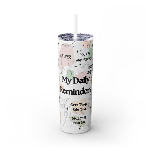 Celebrate You (full length design) - Skinny Glossy Tumbler with Straw, 20 oz