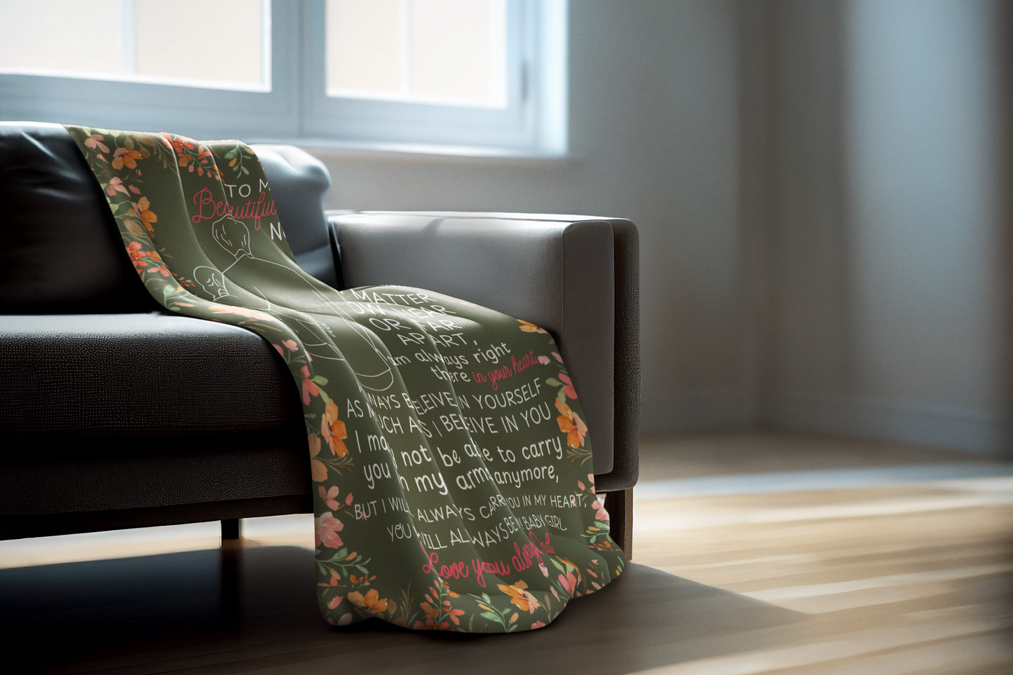 Love & Support Blanket (Olive Green) -Dad To Daughter (50X60 inches)