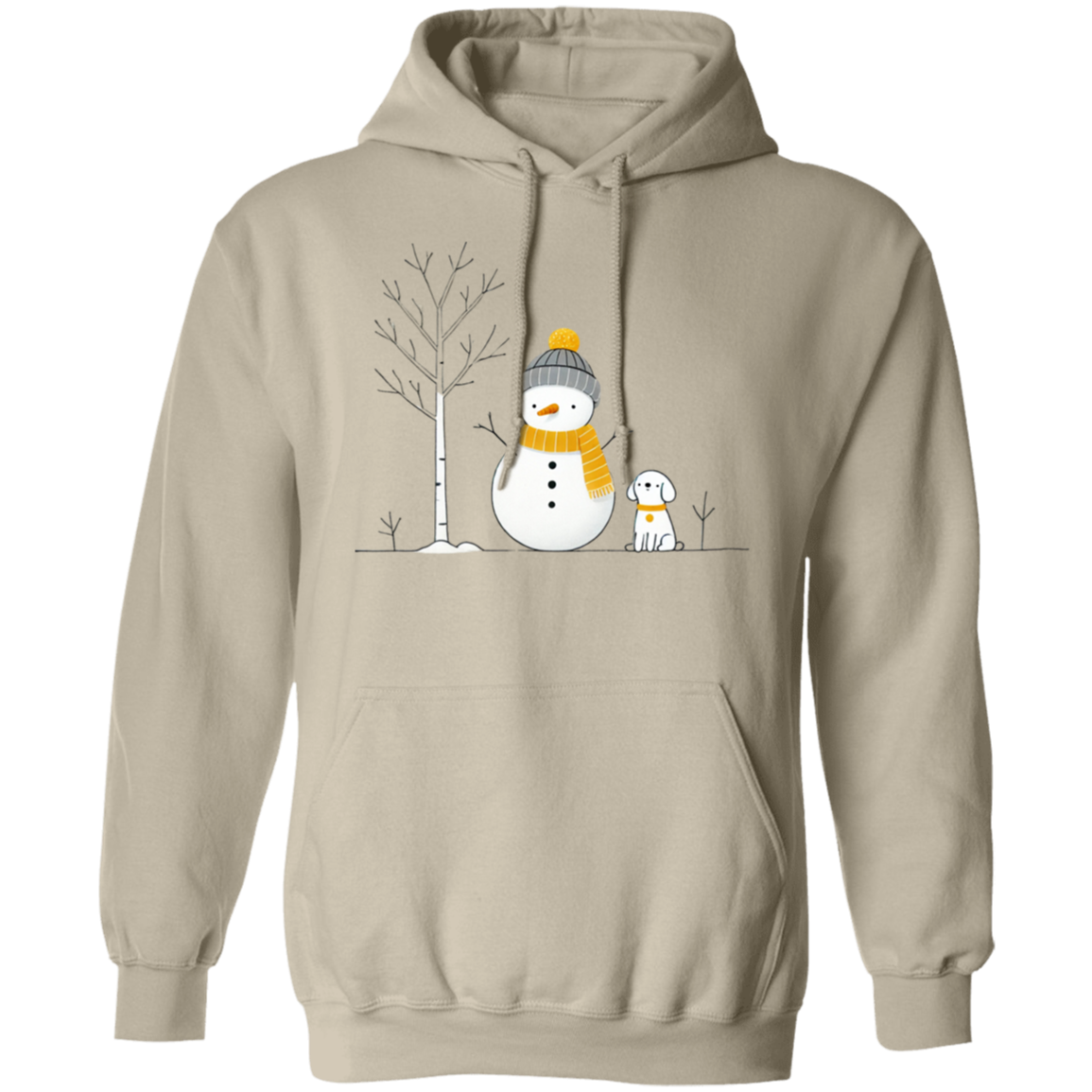 Dog, Snowman, Tree Pullover Hoodie