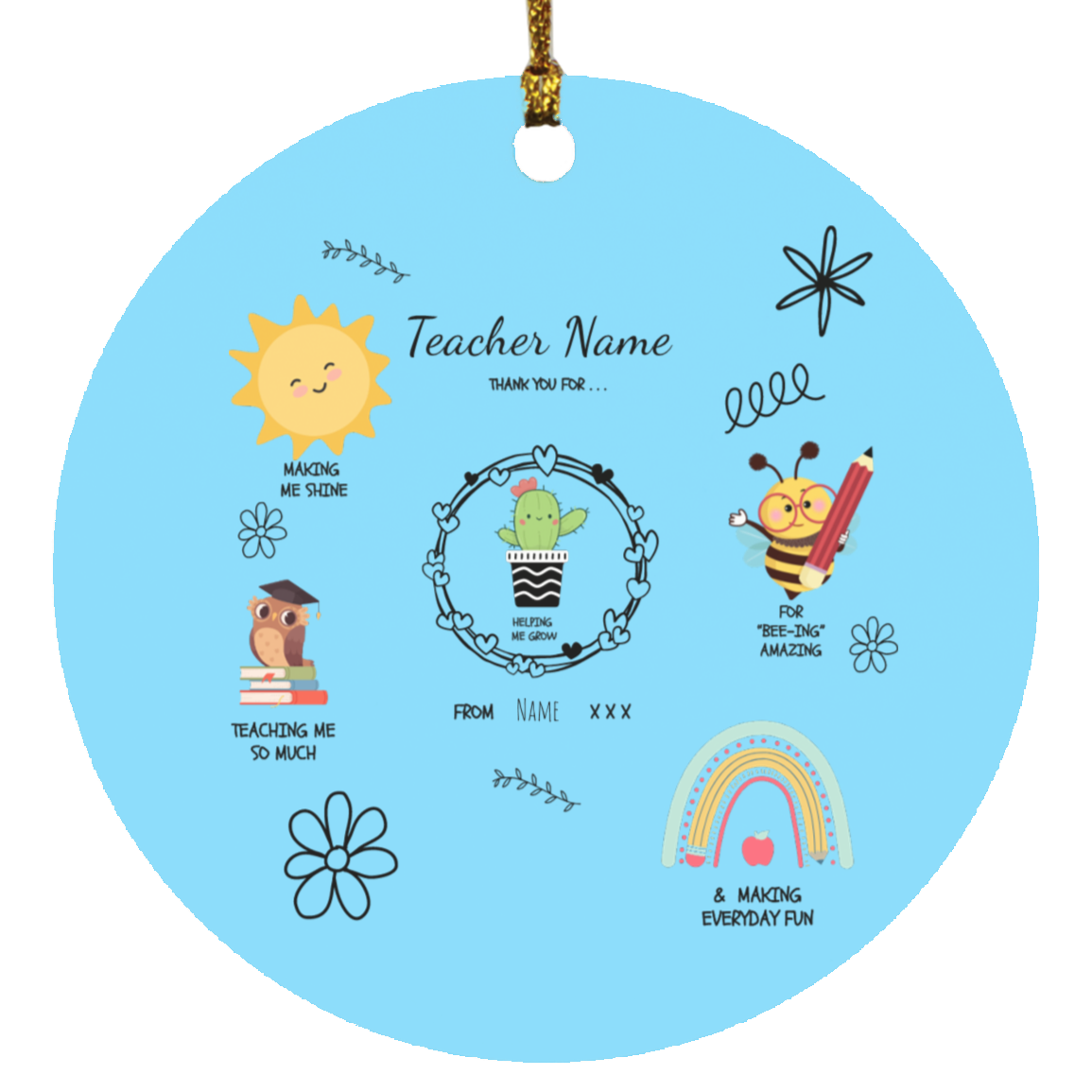 Personalized SUBORNC Circle Ornament Teacher Gift