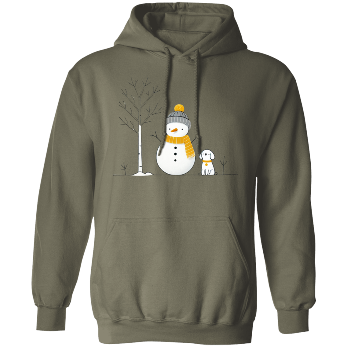 Dog, Snowman, Tree Pullover Hoodie