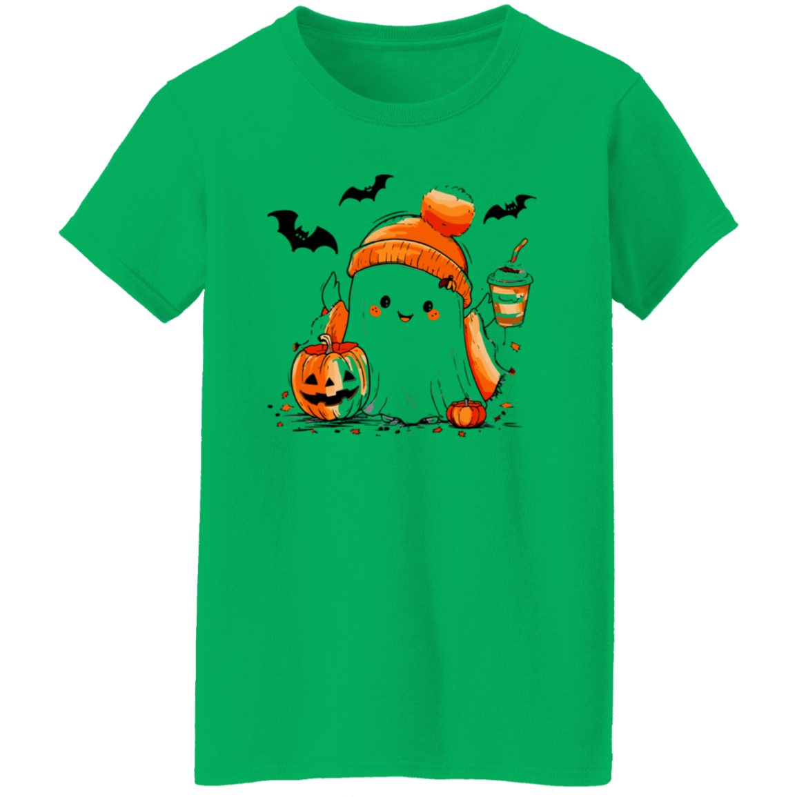 Cute Ghost & Coffee Halloween T-Shirt