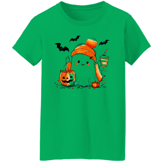 Cute Ghost & Coffee Halloween T-Shirt