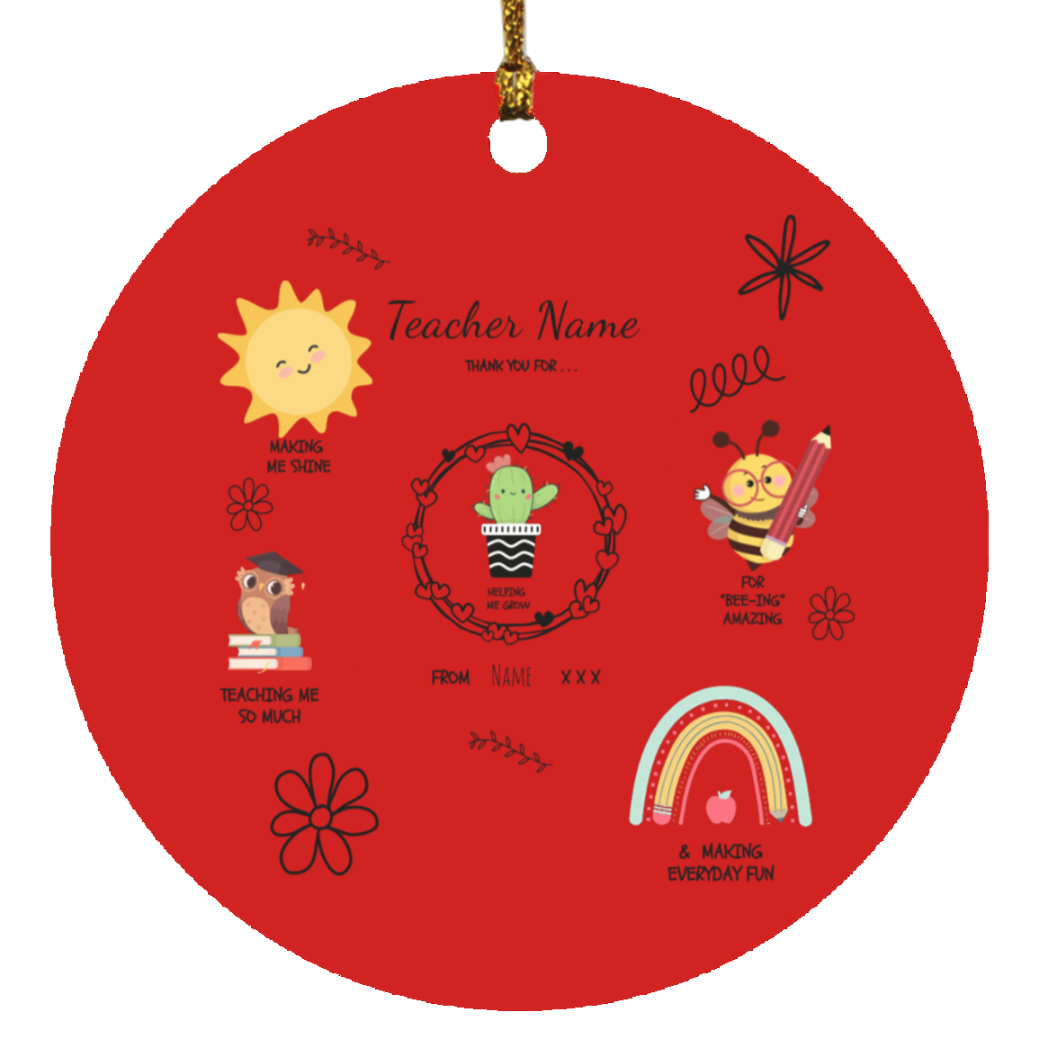 Personalized SUBORNC Circle Ornament Teacher Gift