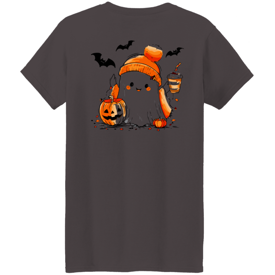 Cute Ghost & Coffee Halloween T-Shirt