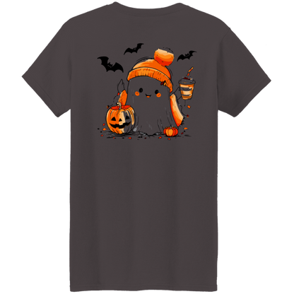 Cute Ghost & Coffee Halloween T-Shirt