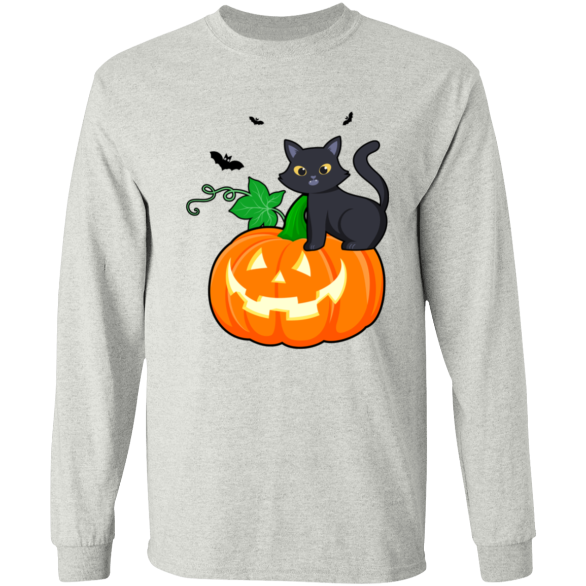 Cute Cat, Pumpkin & Bats Tee and Long Sleeve Tee