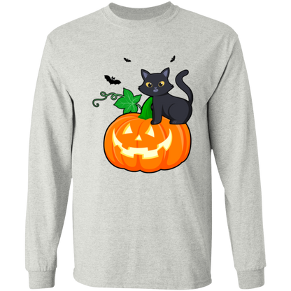 Cute Cat, Pumpkin & Bats Tee and Long Sleeve Tee