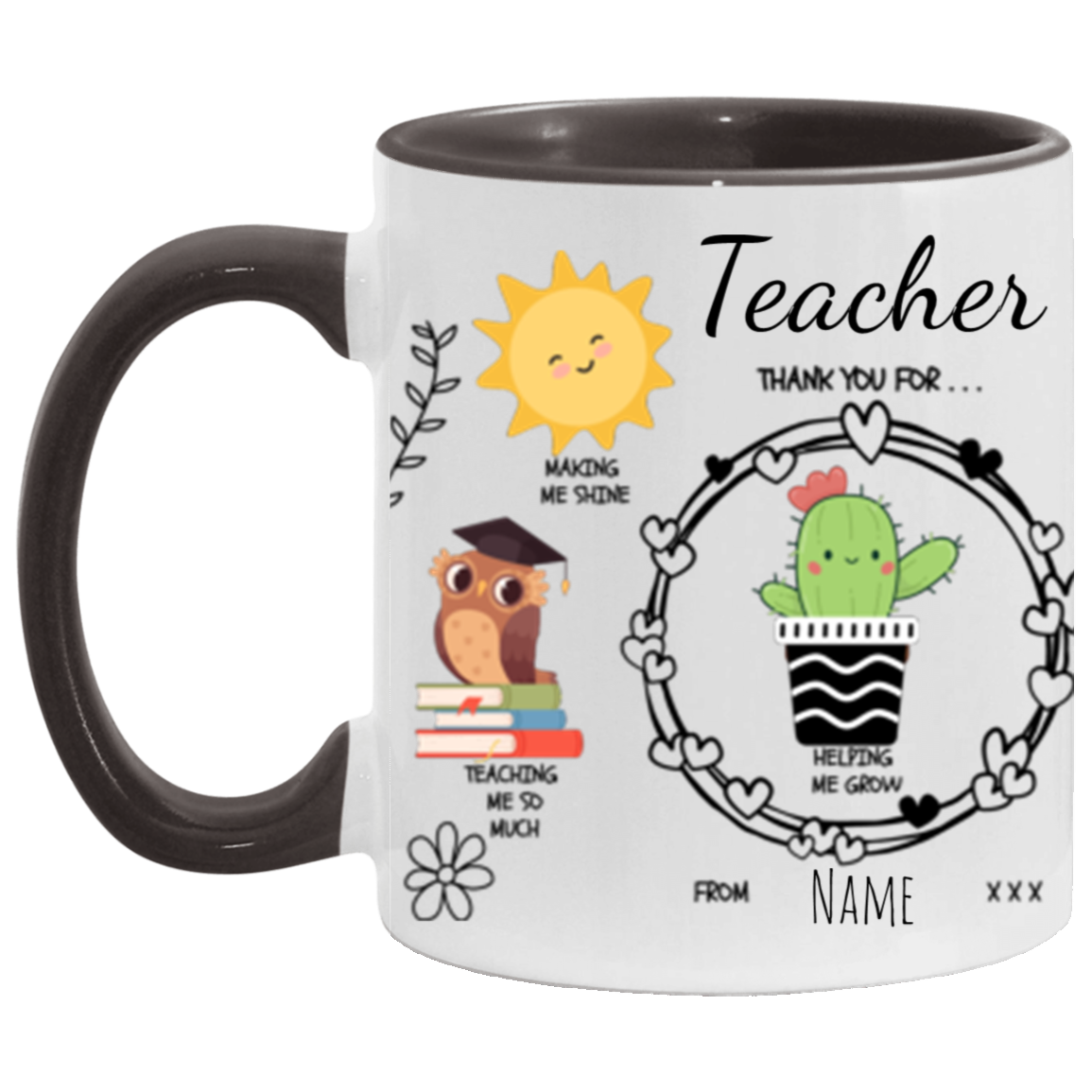 Personalized 15 or 11 oz Accent Mug For Teacher