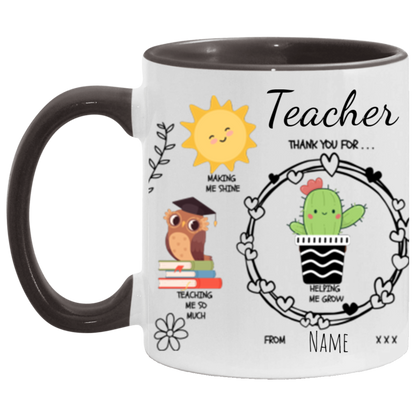 Personalized 15 or 11 oz Accent Mug For Teacher