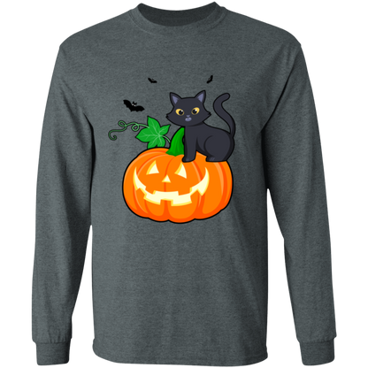 Cute Cat, Pumpkin & Bats Tee and Long Sleeve Tee