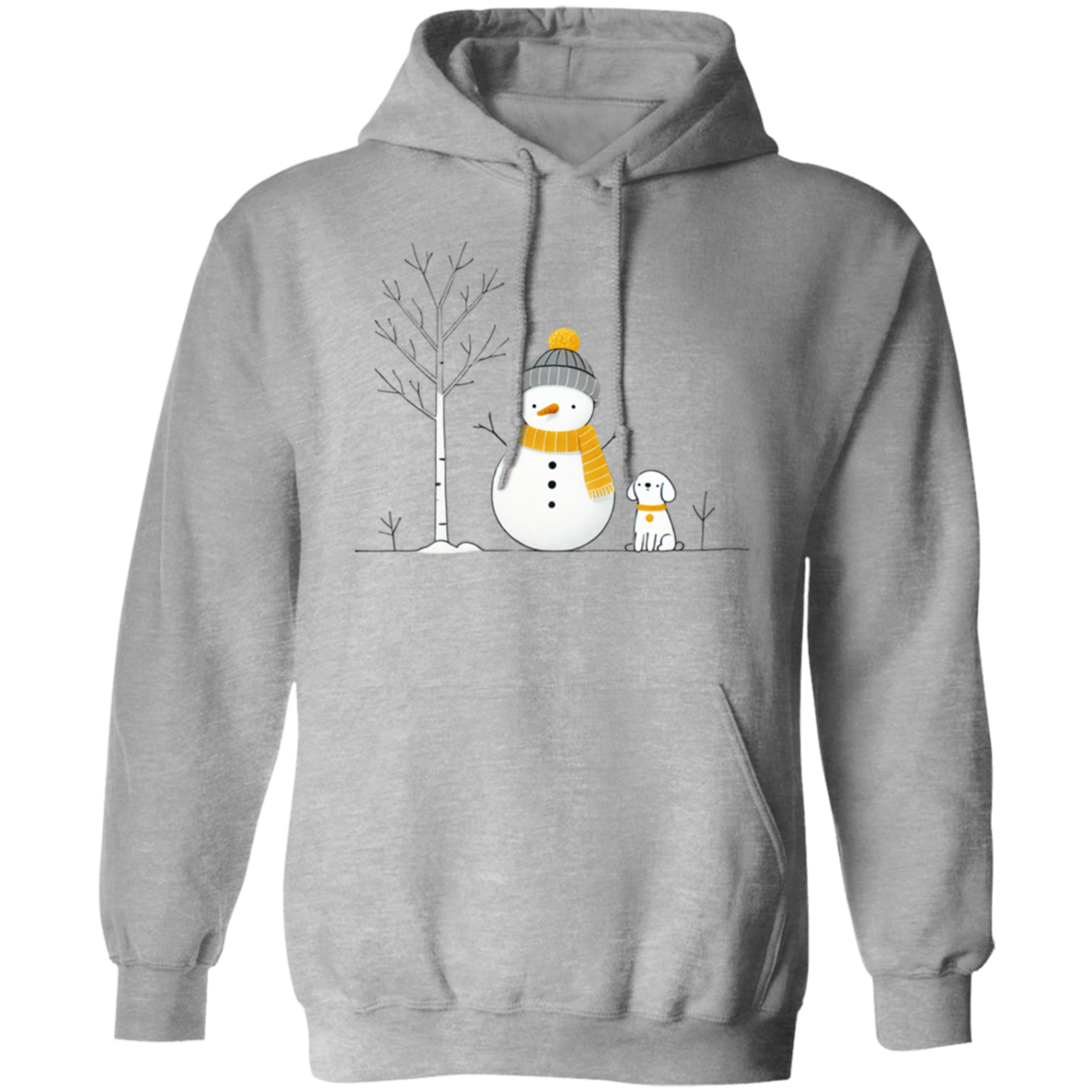 Dog, Snowman, Tree Pullover Hoodie