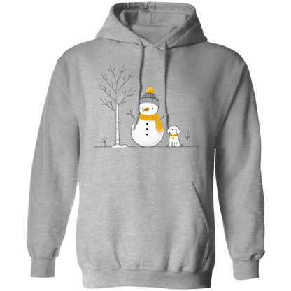 Dog, Snowman, Tree Pullover Hoodie