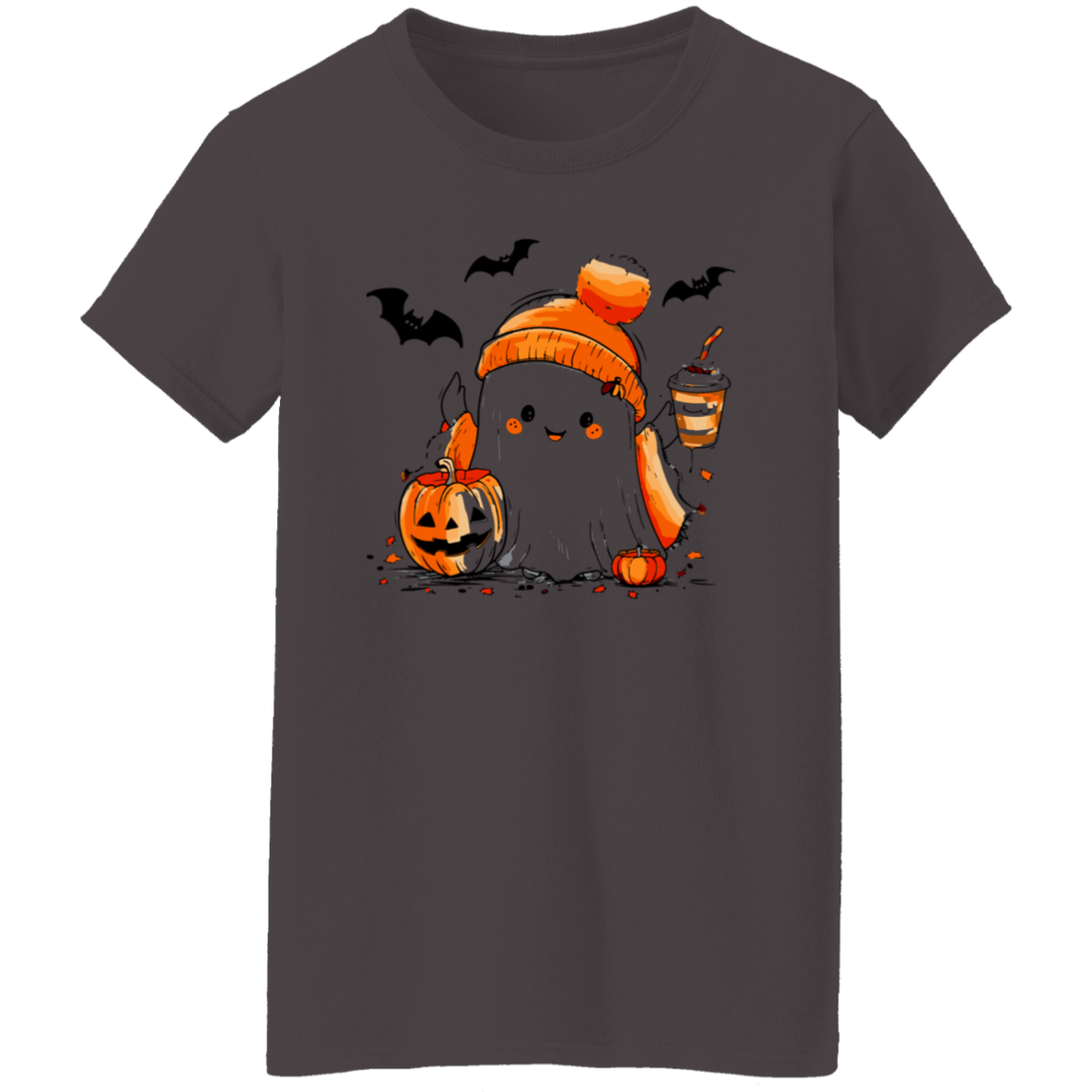 Cute Ghost & Coffee Halloween T-Shirt