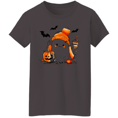 Cute Ghost & Coffee Halloween T-Shirt