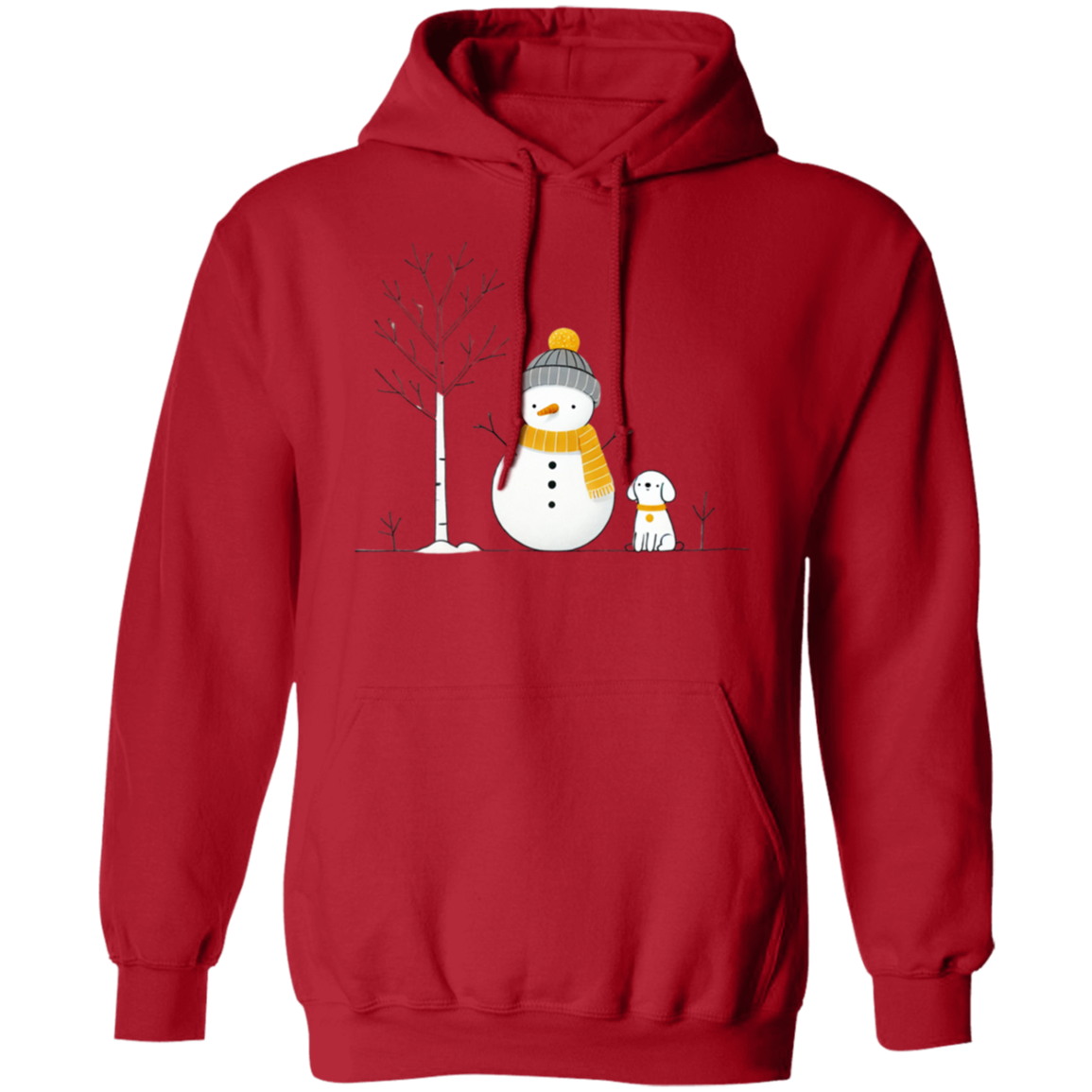 Dog, Snowman, Tree Pullover Hoodie