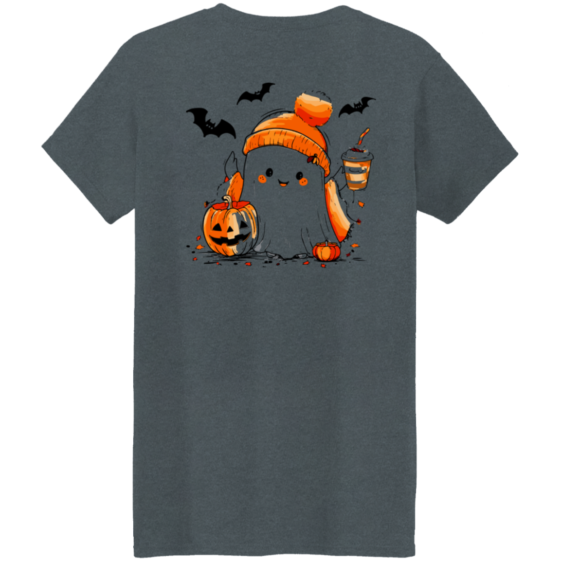 Cute Ghost & Coffee Halloween T-Shirt