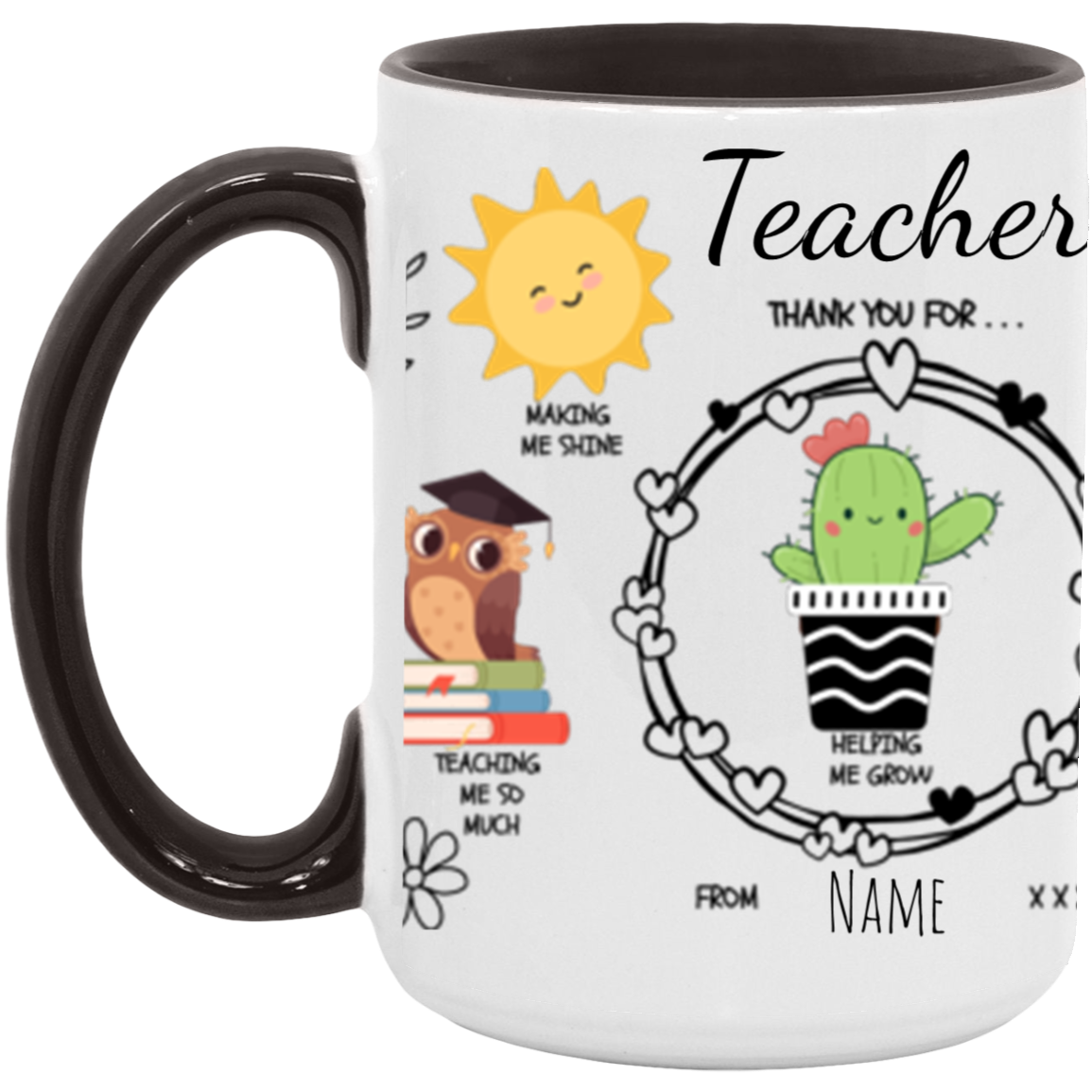 Personalized 15 or 11 oz Accent Mug For Teacher