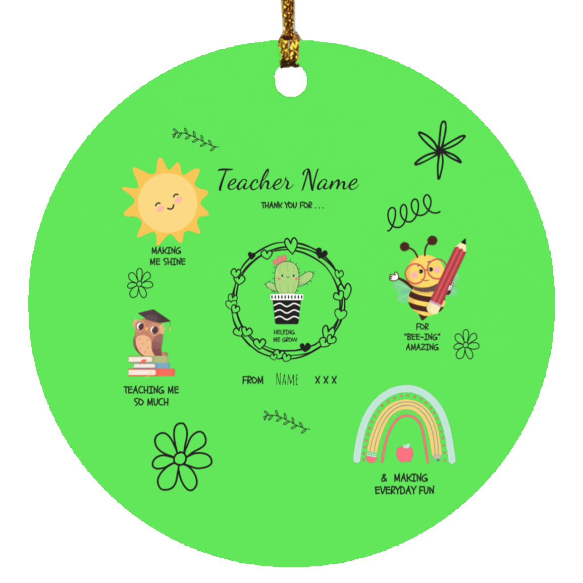 Personalized SUBORNC Circle Ornament Teacher Gift