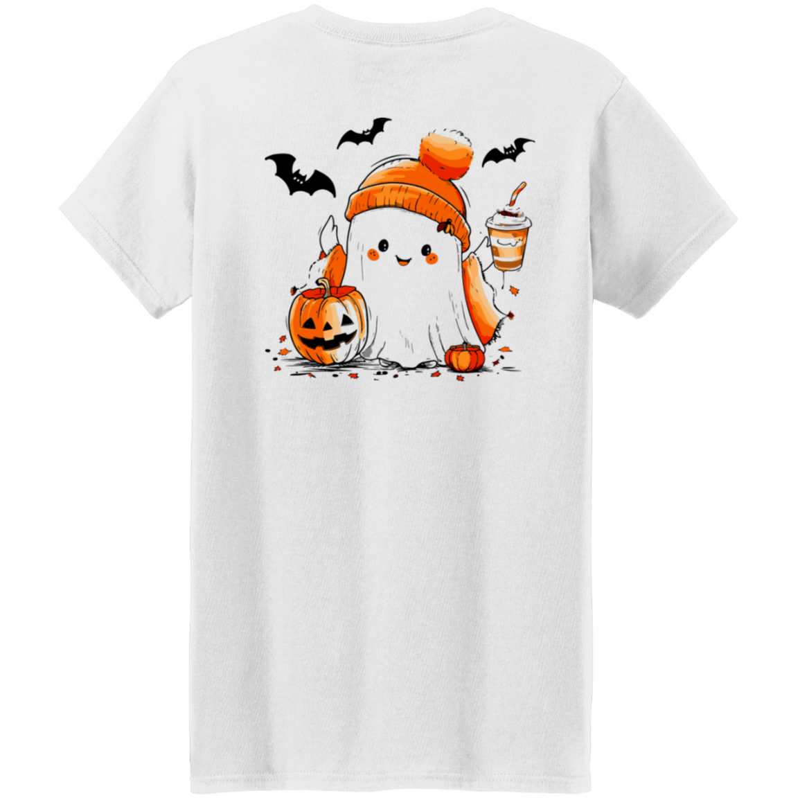 Cute Ghost & Coffee Halloween T-Shirt