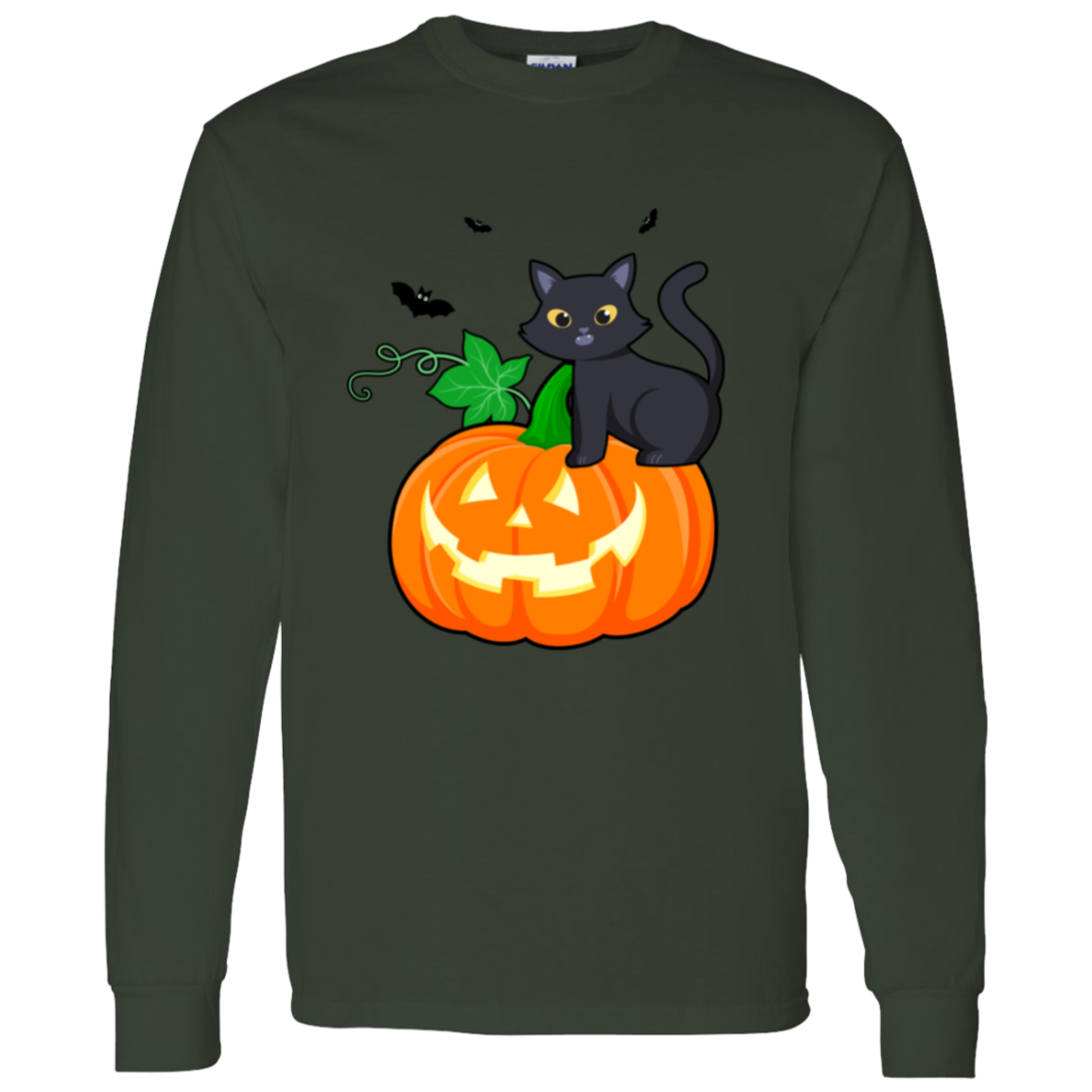 Cute Cat, Pumpkin & Bats Tee and Long Sleeve Tee