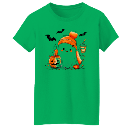 Cute Ghost & Coffee Halloween T-Shirt