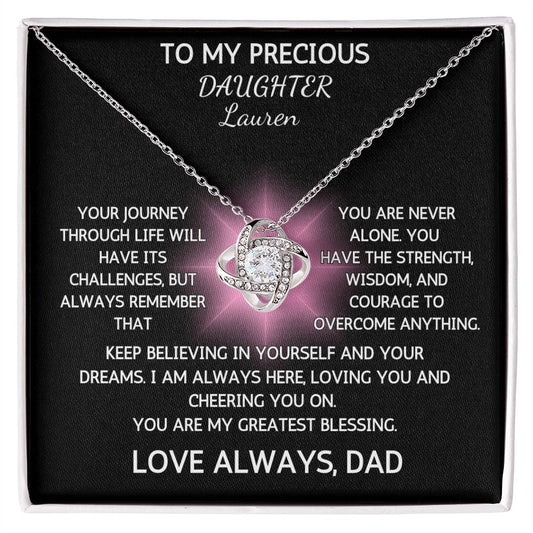 My Precious Daughter Pendant Necklace (Personalize Message With Her Name)