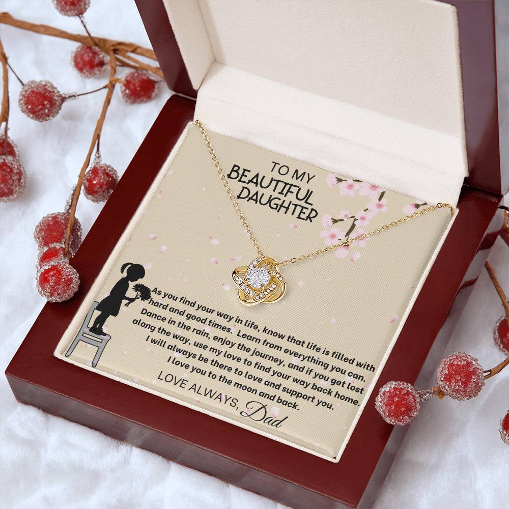 Love Knot Necklace, "Love you to the Moon and Back" Personalize With Your Name, Bottom Of Message Card