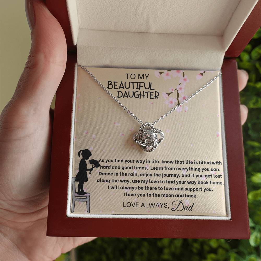 Love Knot Necklace, "Love you to the Moon and Back" Personalize With Your Name, Bottom Of Message Card