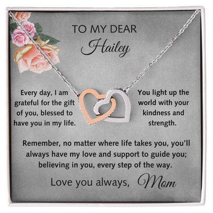 Interlocking Hearts Necklace, With Heartfelt Message