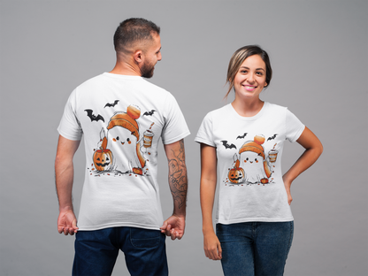 Cute Ghost & Coffee Halloween T-Shirt