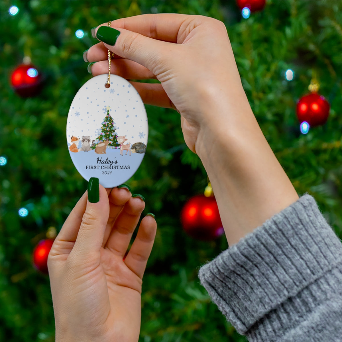 Personalized Ceramic Ornament, 2-Side Print With Your Personalization, Three Shapes To Choose From