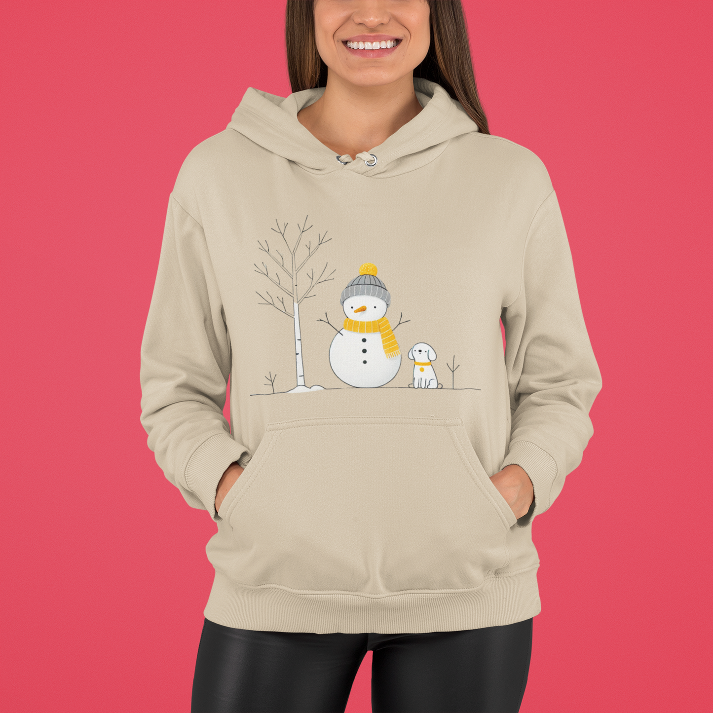 Dog, Snowman, Tree Pullover Hoodie